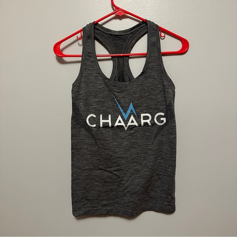 Victoria’s Secret VSX CHAARG racerback workout tank top, size medium gray
